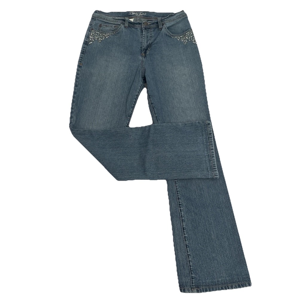 LENA‎ Bootcut Women's Jeans Rhinestones STRETCH Sz 8 EUC & SOFT Fast Ship